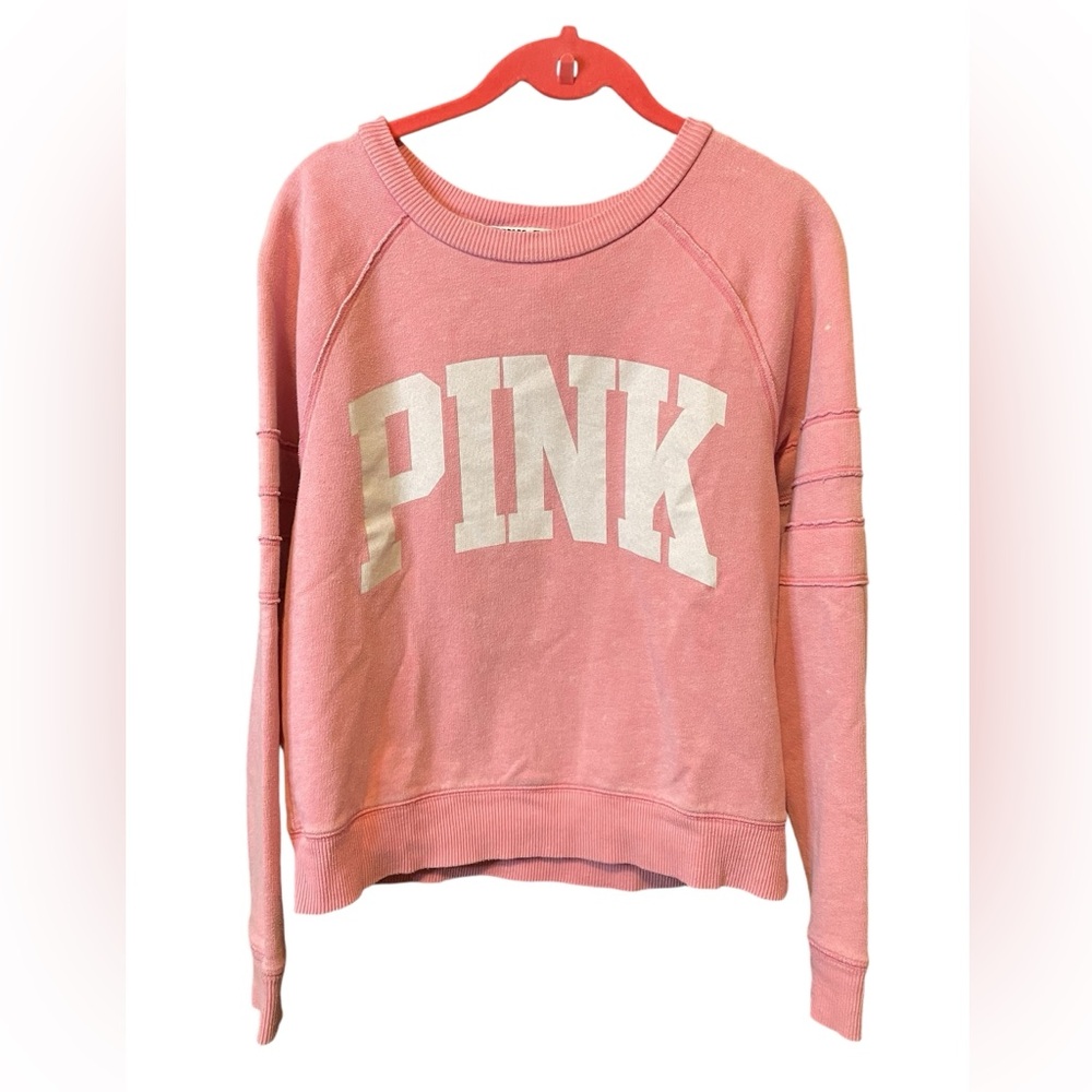 EUC Pink monogrammed long sleeved sweatshirt